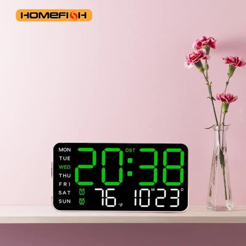 Giant Intelligent Digital Wall Clock|One screen to control time-temperature-date, home technology pulls full!