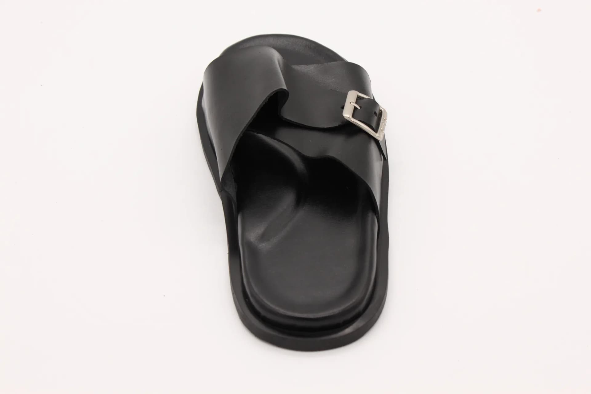 Black Cross-Strap Slide Sandals