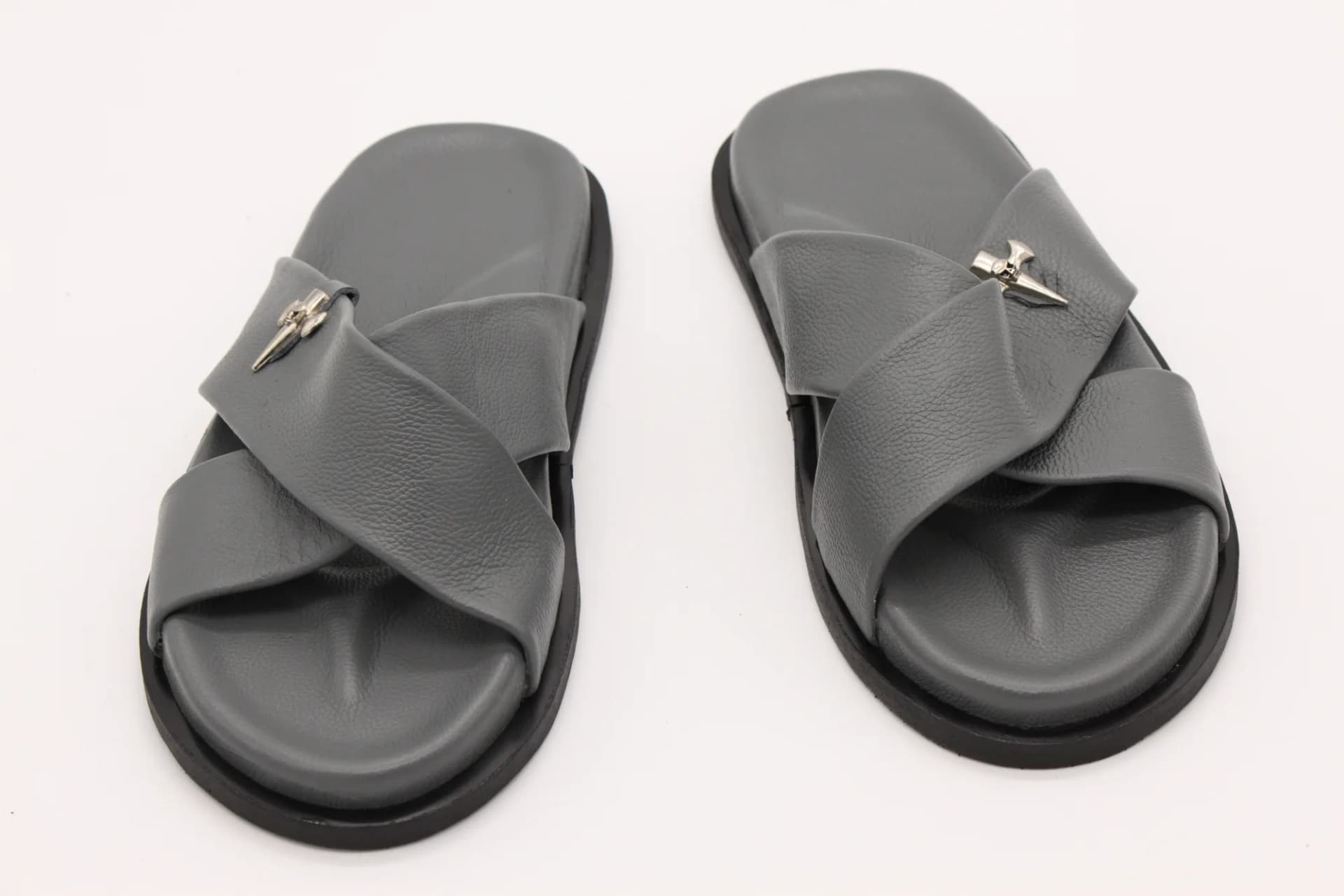 Stylish Grey Cross Strap Sandals