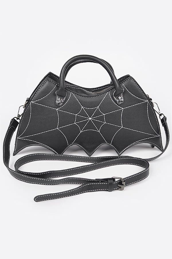 Bat Wing Novelty Handbag with Spiderweb Stitch Design