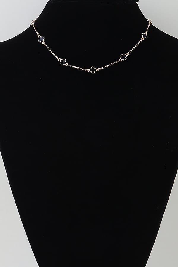 Delicate Gold-Tone Clover Charm Chain Necklace