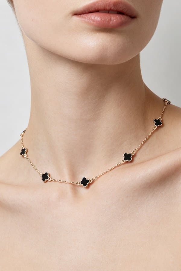Delicate Gold-Tone Clover Charm Chain Necklace