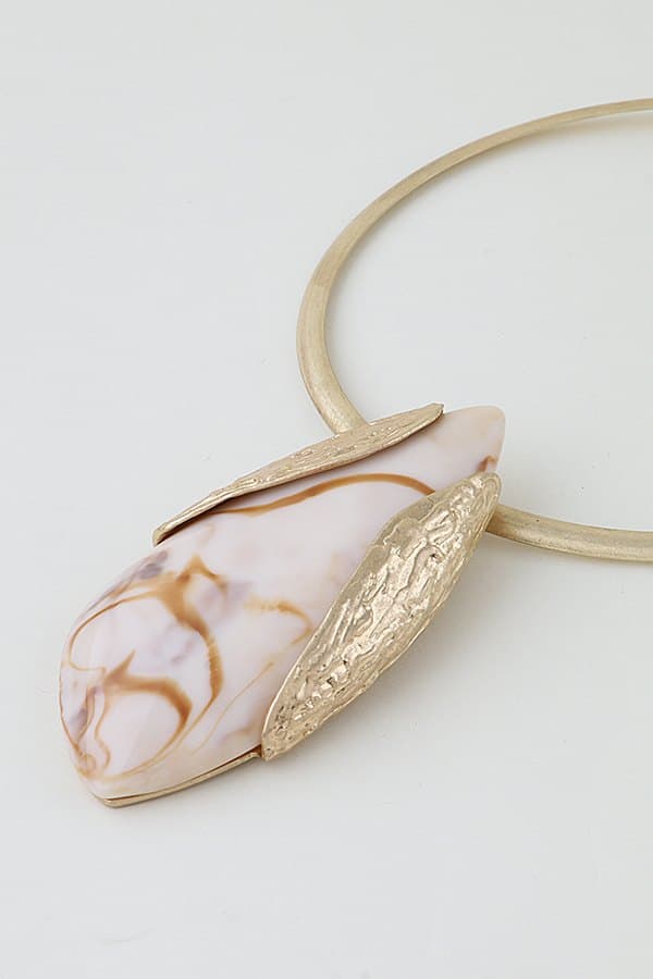 Marble Stone Pendant Choker Statement Necklace
