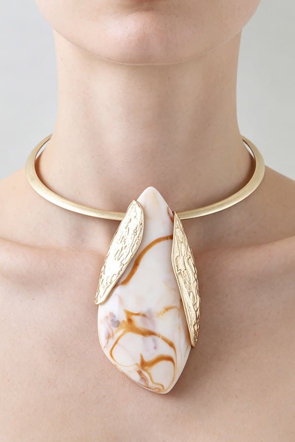 Marble Stone Pendant Choker Statement Necklace