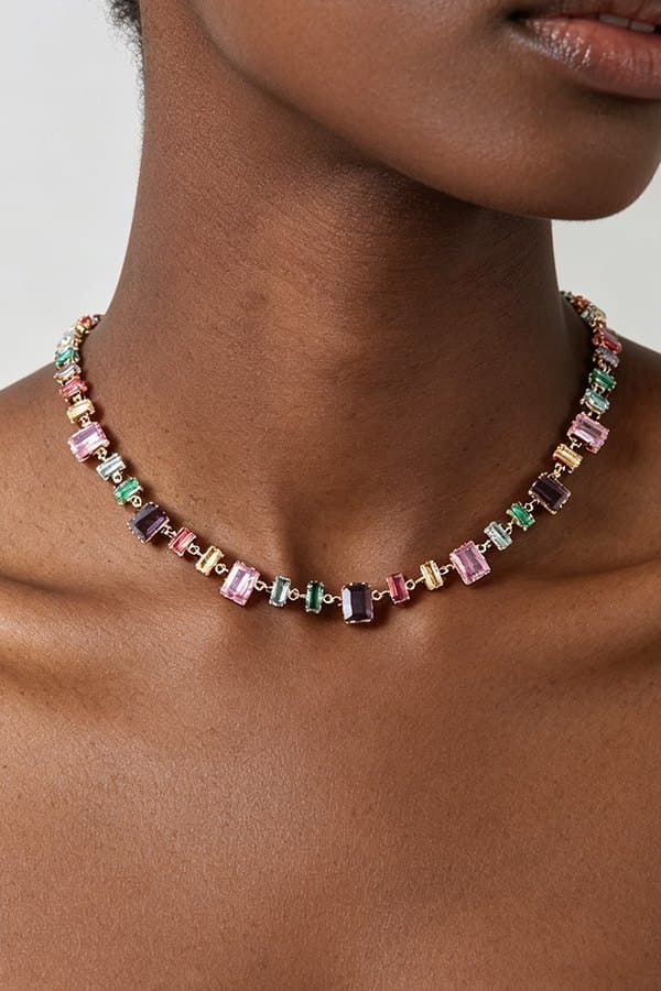 Multicolor Crystal Rhinestone Choker Necklace