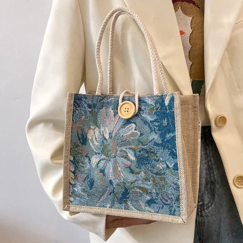 Portable Linen Hand Bag Women