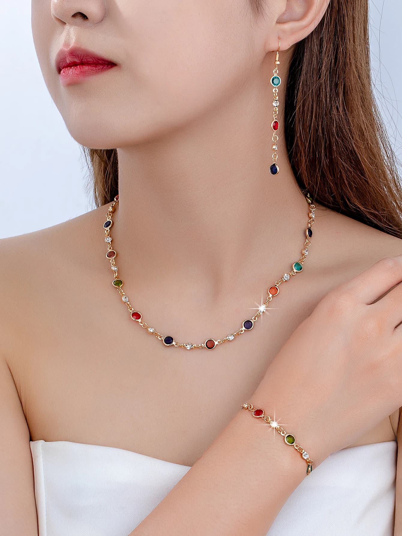 Elegant, Personalized, Light Luxury, High-End, Gorgeous Earrings, Bracelet and Necklace Set