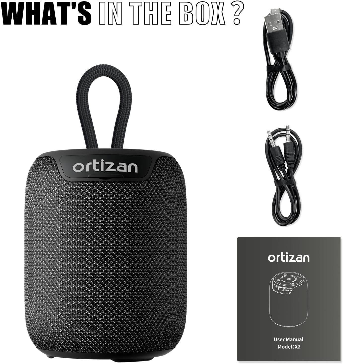 Ortizan Portable Bluetooth Speaker with Big Sound,Punchy Bass,IPX7 Waterproof,15H Playtime,Bluetooth 5.3,AUX&TF Card,Stereo Pairing,Small Wireless Speaker for Outdoor,Electronic Gadgets,Gift Ideas