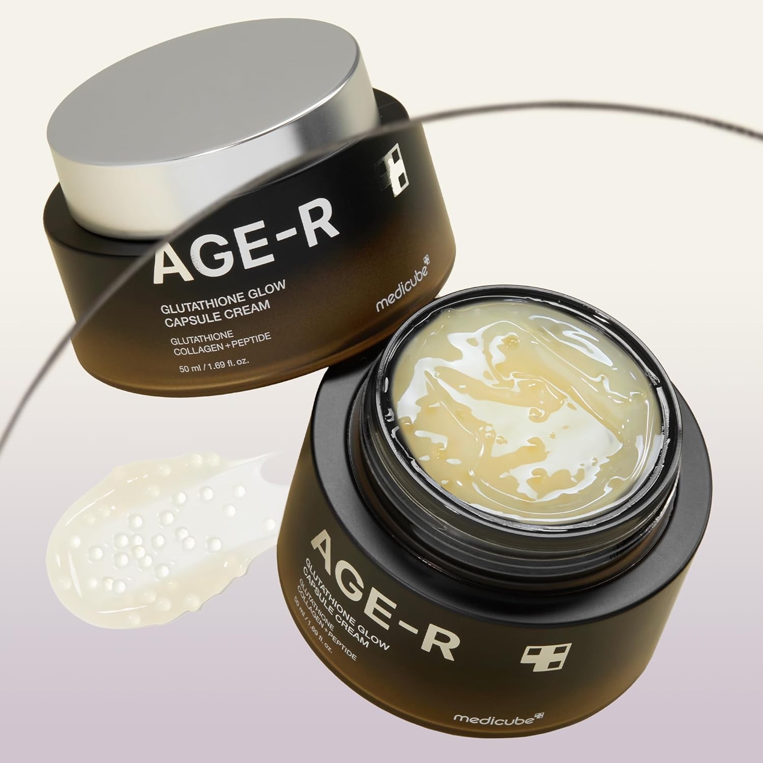 medicube AGE-R Glutathione Glow Capsule Facial Cream - Instant Lifting Moisturizer - Collagen Peptide For Hydrating Glow - Improve Blemishes, Uneven Skin Tone - Korean Skin Care 1.69 fl.oz