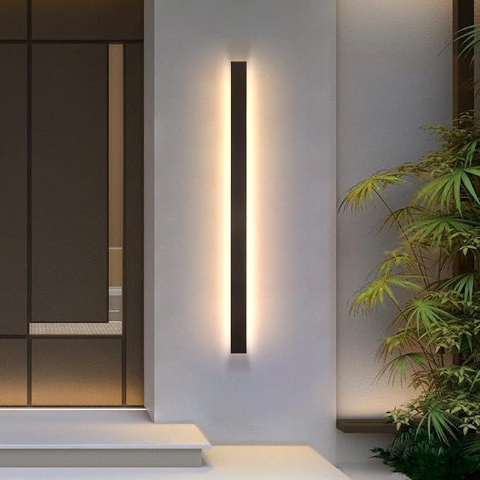 Modern Outdoor Wall Light, 47inch 3000K Exterior Lighting Fixture Wall Mount,Black IP65 Waterproof Porch Lights Wall Sconce,Long LED Linear Outside Lighting for Garage, Front Door,House