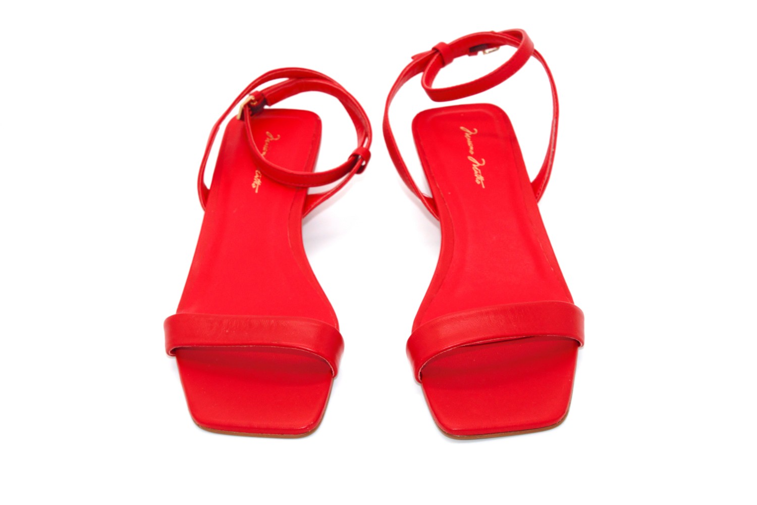 Massimo Matteo Lucia Square-Toe Ankle-Strap Sandal – Fire Red